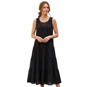 Max Studio London Elegant Black Maxi Oversized Dress S (Fit M-L)